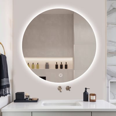 SensaHome - Ronde Badkamerspiegel Frameloos met LED Verlichting - Dimbaar - Wandspiegel - 60CM