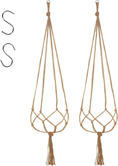 Macramé plantenhanger voor binnen en buiten - decoratieve hangmand voor balkon, raam en tuin - geschikt voor diverse bloempotten met stijlvolle uitstraling