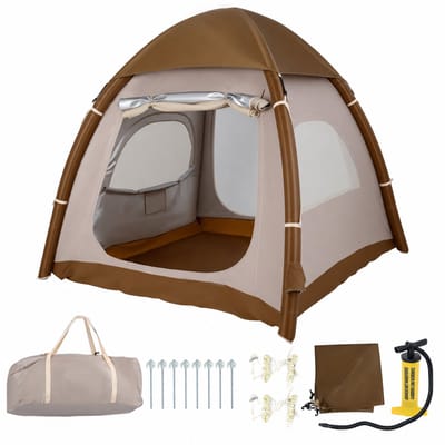 Opblaasbare tent - pblaasbare glamping tent - Waterdicht - Tot 4 personen - Khaki - Camping - Tuin - Glamping - 208 L x 208 B x 196 H cm