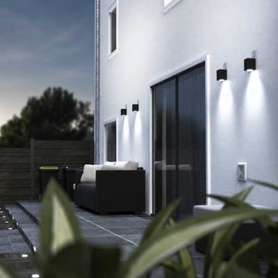 Set van 4 Marion - Dimbare LED Wandlamp Cube - 4 Watt 345 Lumen - 6500K Daglicht Wit - IP44 - Zwart - Voor Binnen en Buiten - 3 Jaar Garantie - Polycarbonaat