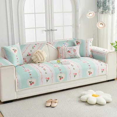 Coussin de Canapé en Soie Glacée Dessin Animé d'Été Tapis d'Été Coussin Antidérapant Nouveau Coussin Sensation Fraîche Housse en Tissu Haut de Gamme 70*70cm
