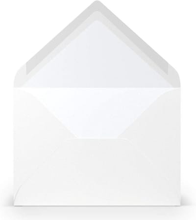 400 Witte Enveloppen DIN B6 17,8 x 12,5 cm – Geribbeld 100 g/m² – Zijden Binnenvoering – Natte Lijm Puntklep