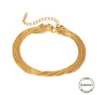 Borasi Dubbele Snake Armband | Goldplated | Snake Schakel | Goudkleurig | Dames Sieraden |