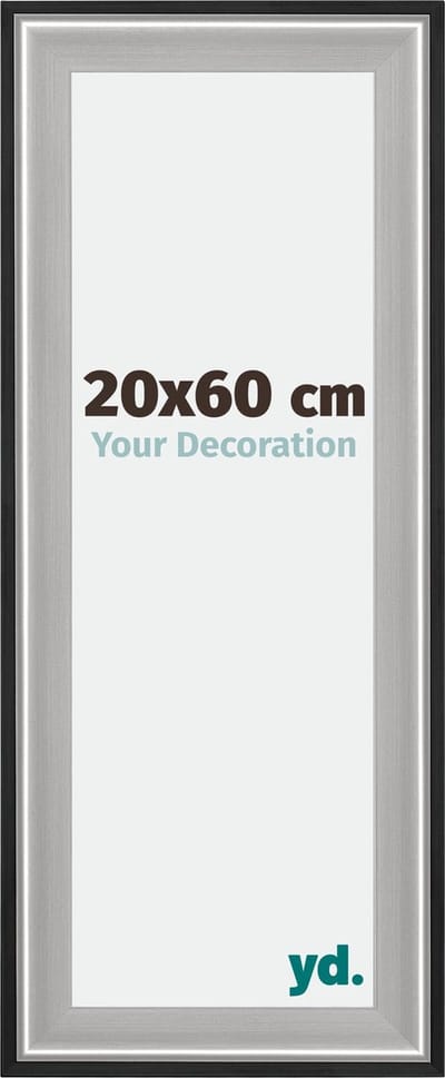 Your Decoration - Fotolijst 20x60 cm - Hout - Zwart Zilver Gepolijst - Birmingham