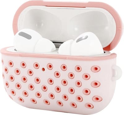 AirPods hoesjes van By Qubix - AirPods Pro / AirPods Pro 2 siliconen hoesje Holow series - Met bevestigingsclip - Roze Airpods Pro Case Hoesje voor