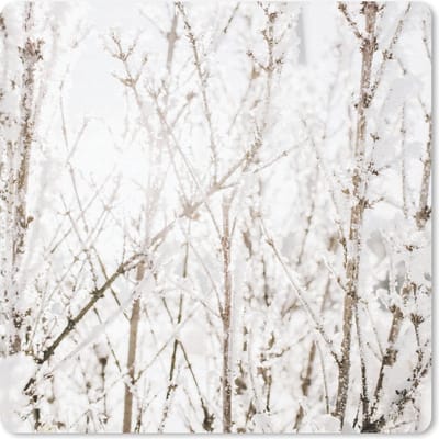 Muismat 20x20 cm - Mousepad Winter - Takken - IJs - Muismatten - Kerst - Cadeau - Kerstcadeau voor mannen en voor vrouwen