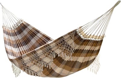 Braziliaanse Hangmat - Tweepersoons Hangmat - Buiten Ontspannen - Handgemaakte Sierrand - 406 x 165 cm - Frisse Kleuren