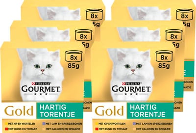 Gourmet Gold Hartig Torentje - Kattenvoer Natvoer - Vlees met groente mix - 48 x 85 g