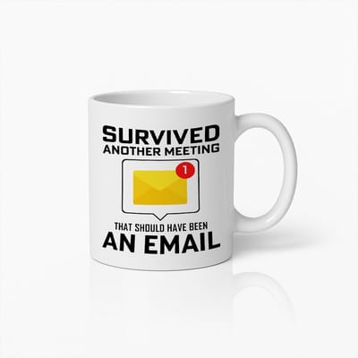 Overleefde Weer Een Vergadering Die Een E-mail Had Moeten Zijn Mok – 330ml Grappige Koffiebeker voor op Kantoor – Perfect Cadeau voor Professionals en Collega's