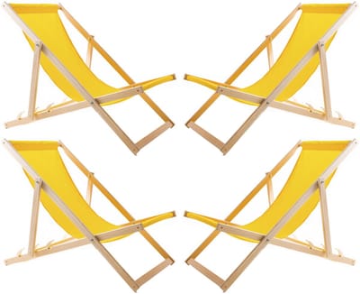 Set van 4 ligstoelen - Tuinstoel - Strandstoel - Geel