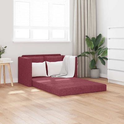 vidaXL - Slaapbank - vloermodel - 2-in-1 - 112x174x55 - cm - stof - wijnrood