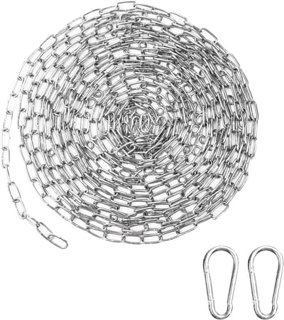 Roestvrijstalen Ketting van 1.5 mm, 6 meter Lange Ketting met Karabijnhaak, Geschikt voor Hangen, Dierenhalsband en Ankerketting