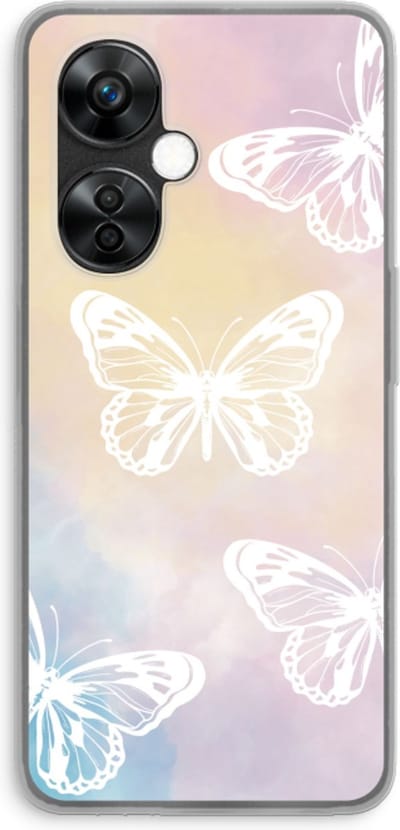 Case Company® - Hoesje geschikt voor OnePlus Nord CE 3 Lite hoesje - White butterfly - Soft Cover Telefoonhoesje - Bescherming aan alle Kanten en Schermrand
