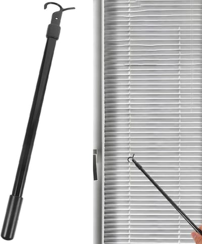 Trekstang Jaloezieën - Kantelstaf Uitschuifbaar - Gordijnen Bediening - Verstelbaar Aluminium - 37 cm - Zwart