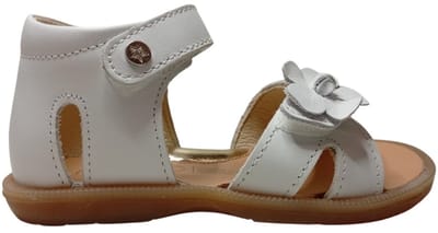 Naturino - Dacia - Mt 22 - velcro's bloemen lederen sandalen - wit - dichte hiel