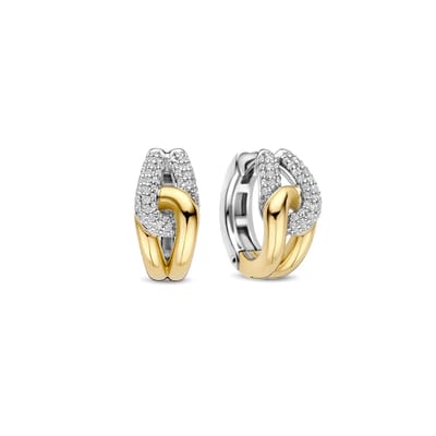 TI SENTO Dames Oorbellen - 925 zilver - Zirkonia met geel verguld - 78033ZY