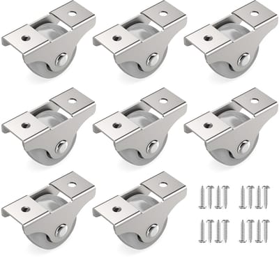 HAMAN Set van 8 meubelwielen 25 mm - Miniwielen tot 80 kg - Oppervlaktevriendelijke kleine wielen - Vaste zware wielen voor binnenmeubels - Vaste zwenkwielen met lage rolweerstand