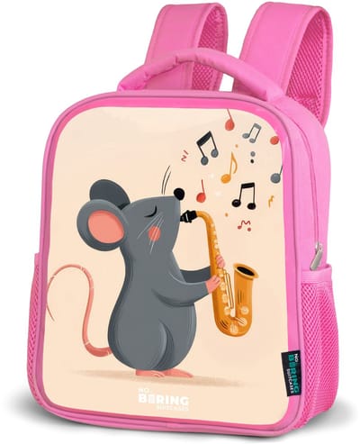NoBoringSuitcases.com® - Rugzak roze - Schooltas meisjes - Muis - Saxofoon - Muziek - Kinder rugtas meisje - Boekentas kind - Kinderrugzak voor school - Schoolrugzak