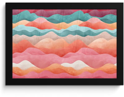 Poster in lijst - Fotolijst 30x20 cm - Posters - Golven - Kleurrijk - Abstract - Posterlijst zwart - Decoratie - Wanddecoratie woonkamer - Muurdecoratie slaapkamer