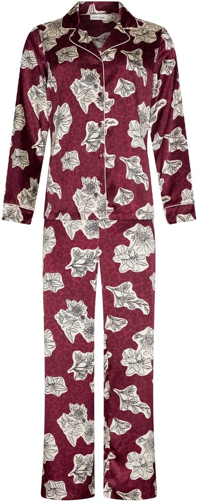 Pastunette Premium - Pyjama - Burgundy Dream - Satijn - Doorknoop - Maat 44