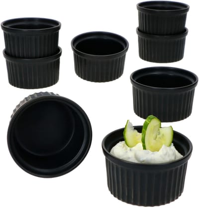 Set van 8 crème brulee schaaltjes NERO 9x5cm zwart - 24302121