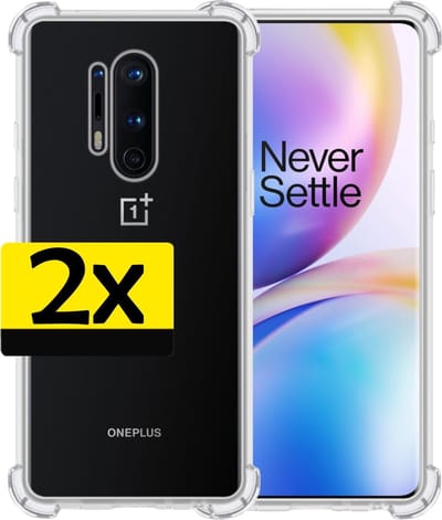 Hoesje - 2 Stuks - Geschikt voor OnePlus 8 Pro - Sterk & Shockproof - Siliconen Case - Back Cover - Telefoon Hoes Shock Proof - Telefoonhoesjes - Transparant