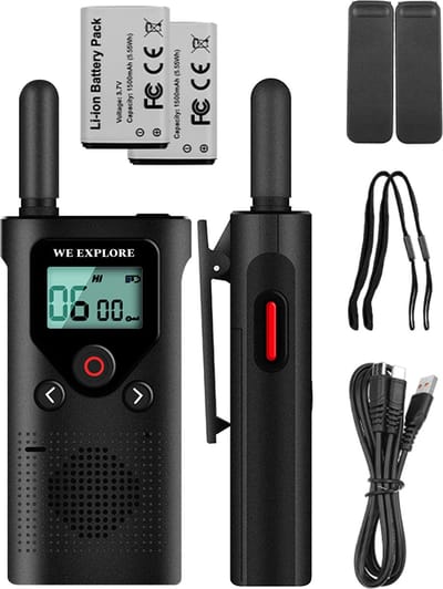 Everest-Premuim walkie talkie - Herlaadbaar - zwart - portofoon - inclusief usb-c oplaad kabel - Walkies - Werk