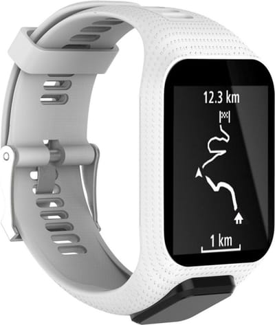 Siliconen bandje - geschikt voor TomTom Runner 2 / Runner 3 / Spark 2 / Spark 3 - wit