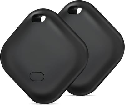 2 stuks Bluetooth Object Locator Plocator, compatibel met Apple Lokaliseren (alleen iOS), Smart Object Tracker voor koffers/sleutels/tassen（zwart）