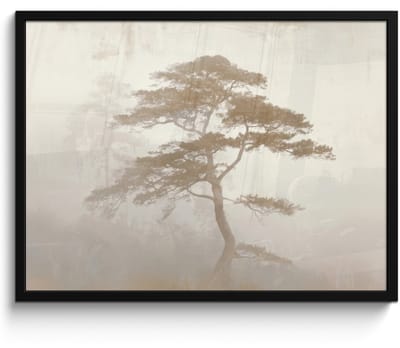 Poster in lijst - Fotolijst 80x60 cm - Posters - Boom - Oosterse stijl - Landschap - Posterlijst zwart - Decoratie - Wanddecoratie woonkamer - Muurdecoratie slaapkamer
