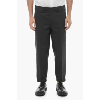 Broek met normale taille en slim fit en riemlussen in zwart