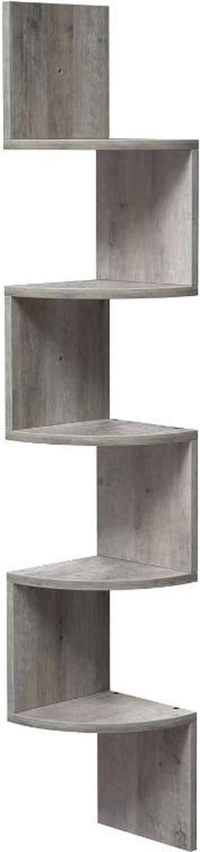 MIRA Home - Wandrek - Hoek wandrek - Vintage - Hout - Lichtgrijs - 20x20x127,5