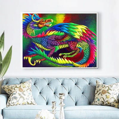 Peinture de diamant de Dragon, broderie complète d'animaux, images en mosaïque de diamant 20X30 blue