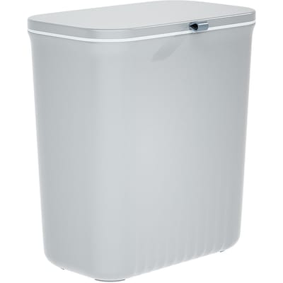 Wandgemonteerde vuilnisbak Multifunctionele plastic slanke prullenbak met deksel voor badkamer, keuken, slaapkamer gray