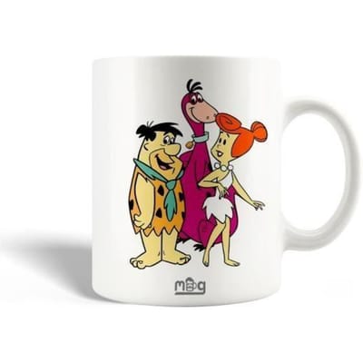 Mug en Céramique - MANIACASE - La Famille Pierrafeu - 30cl - Compatible lave-vaisselle - Blanc