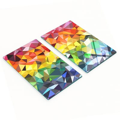 Set van twee glazen snijplanken met geometrische vormen, 2x30x52 cm