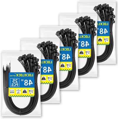 Grote Ritsbanden - Kabelbinders Heavy Duty - Bundelen van Kabels - 250 Lbs Treksterkte - 48 Inch 125 Stuks - Zwart