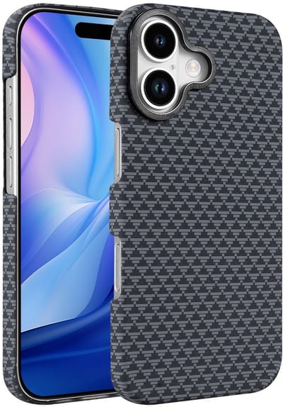 Hoesje Geschikt voor iPhone 17 Hoesje Zwart - Carbon Hoesje Geschikt voor MagSafe iPhone 17 - Shockproof Back Cover