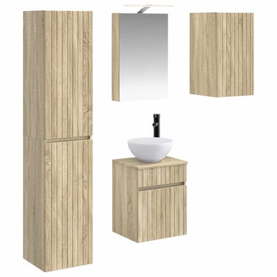 vidaXL - Badkamerkast - set - 5 - st - Sonoma - Eiken - Bewerkt - hout