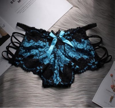 2 Stuks - Sexy stijlvolle Lingerie - Kanten Ondergoed - G-String Hoge Taille - Blauw