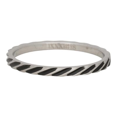 iXXXi Vulring 2mm Slanting stripes ring mat zilverkleurig - maat 17