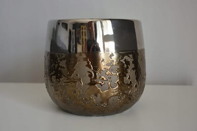Keramische Pot/Bloempot 18x16 cm - Goud/Zilver