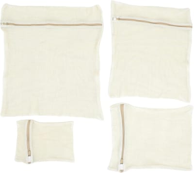 Waszakken Katoen Gaas - Fijne Kleding Beschermers - Efficiënt Wassen - Ademend Materiaal - 4 Stuks 30x20cm - Beige