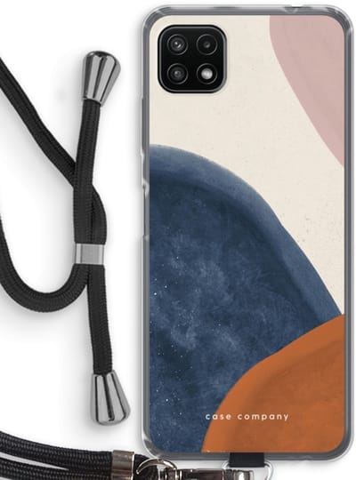 Case Company® - Hoesje met koord geschikt voor Samsung Galaxy A22 5G hoesje met Koord - Geo #1 - Telefoonhoesje met Zwart Koord - Bescherming aan alle Kanten en Over de Schermrand