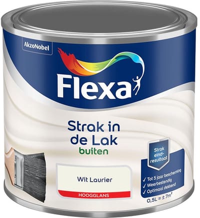 Flexa - Strak In De Lak Buitenlak Hoogglans - Wit Laurier - Mengverf - 500 Ml