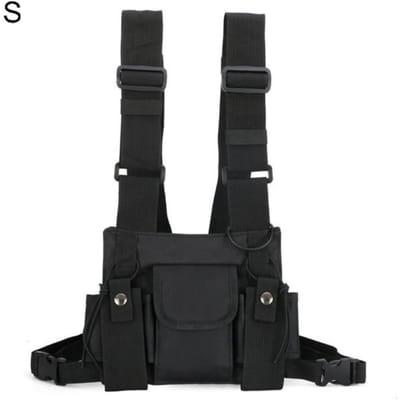 Unisex Buiten Verstelbaar Vest, Borsttas, Schouder Taille Tas, Draagbaar en Duurzaam black