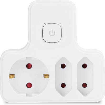 Adapter met 2 stopcontacten - Wandcontact verdeler - Meerdere apparaten opladen - Met aan/uit schakelaar - 16 Ampere - Wit