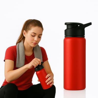 Sport bidon (Met eigen naam) - Sportfles Aluminium - Rood - Laser gegraveerd