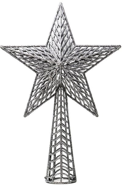 GUIRMA - Kerstboompiek Ster Zilver Glitter 27 cm Kerstdecoratie