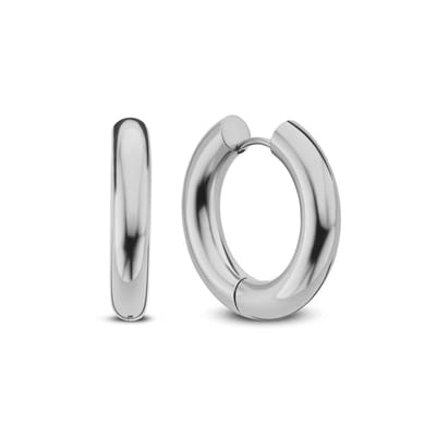 CO88 Collection Oorbellen Dames - Stalen Oorringen - Glad - Ø24,5mm - 5mm Buisdikte - Scharnier - Zilverkleurig - 8CE-70433